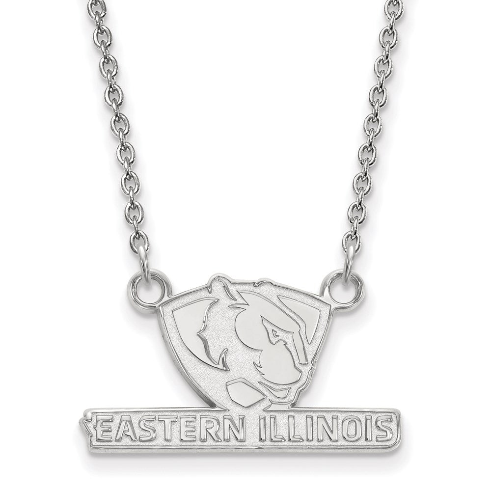 10k White Gold LogoArt Eastern Illinois University Small Pendant 18 inch Necklace