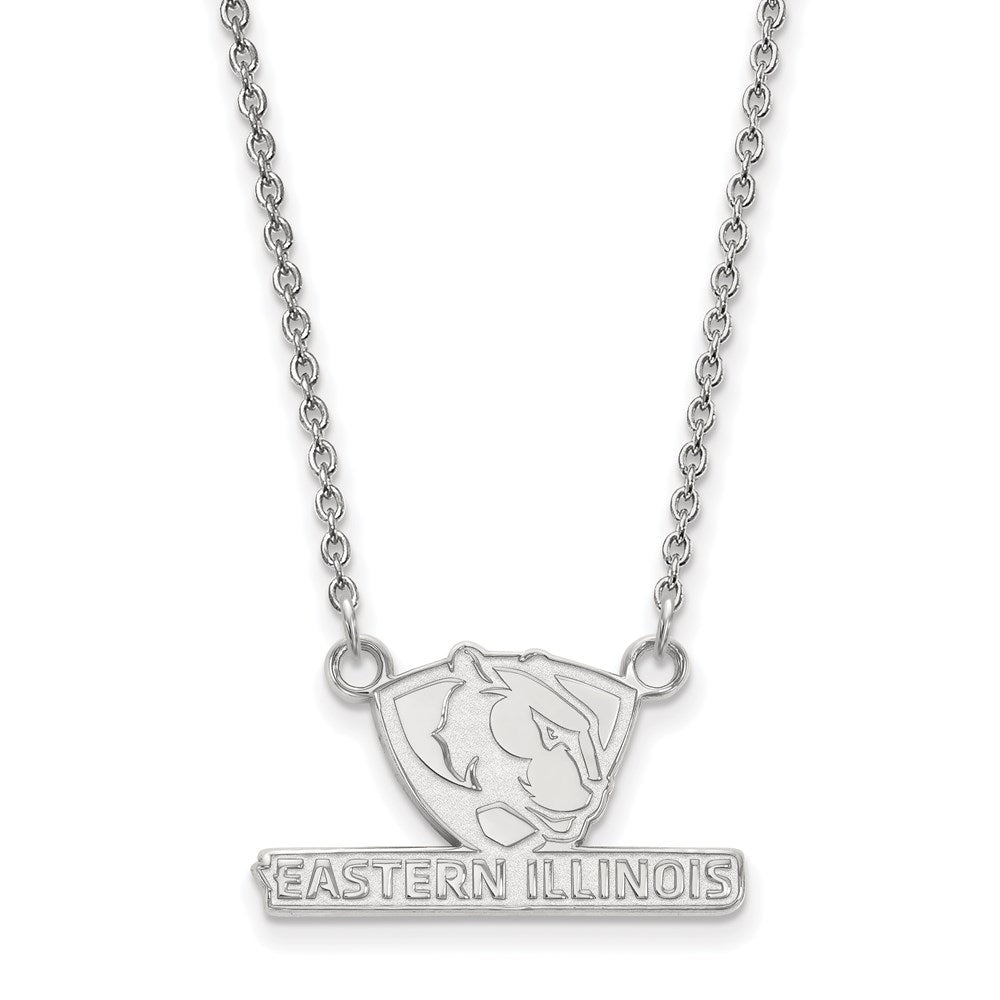 Sterling Silver Rhodium-plated LogoArt Eastern Illinois University Small Pendant 18 inch Necklace