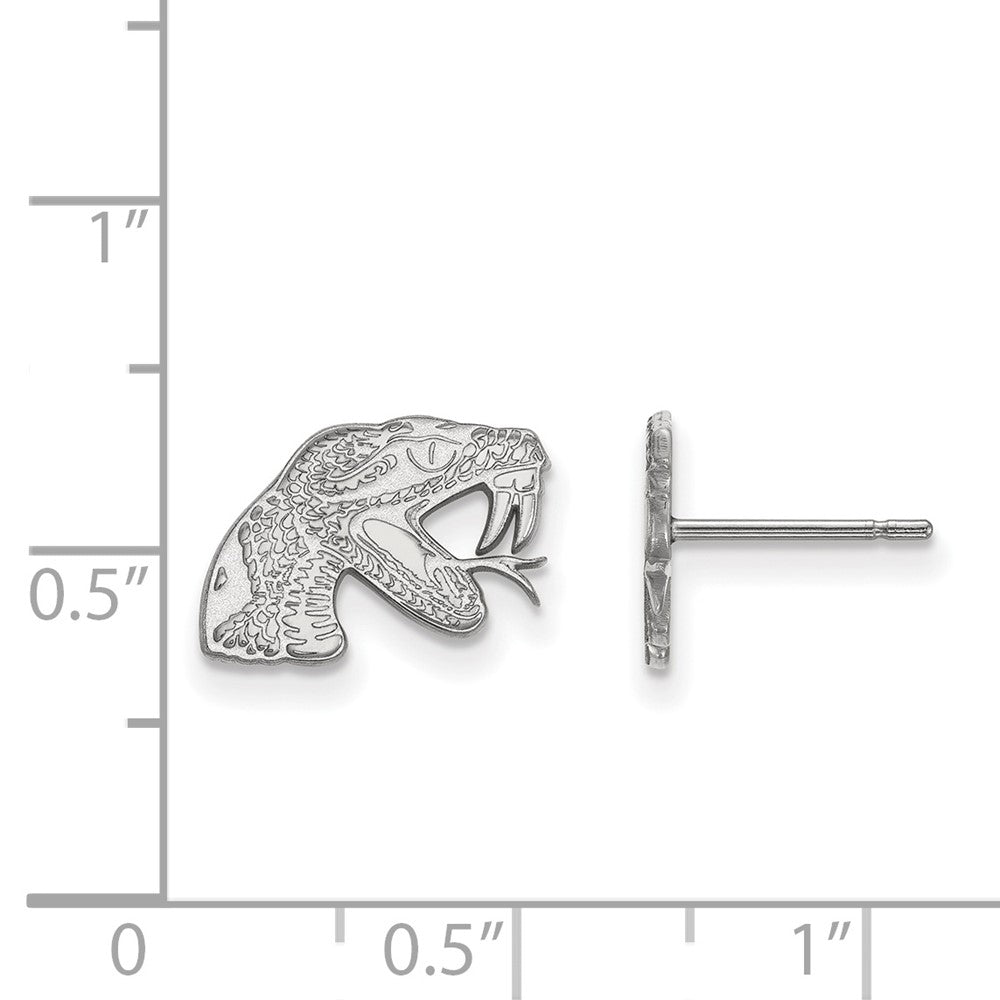 10k White Gold LogoArt Florida A and M University Rattler Extra Small Post Earrings