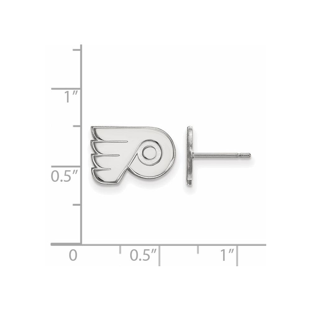 Sterling Silver Rhodium-plated NHL LogoArt Philadelphia Flyers Extra Small Post Earrings
