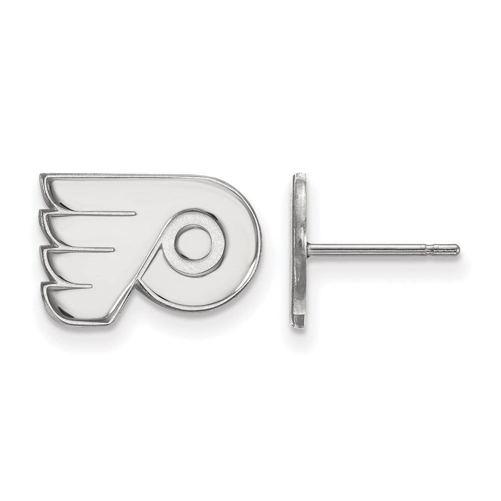 14k White Gold NHL LogoArt Philadelphia Flyers Extra Small Post Earrings
