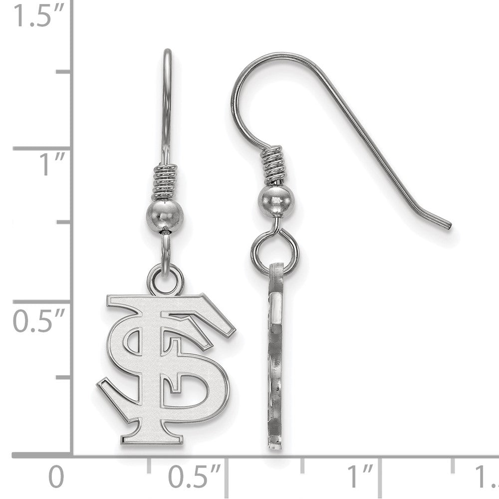 Sterling Silver Rhodium-plated LogoArt Florida State University F-S Small Dangle Wire Earrings