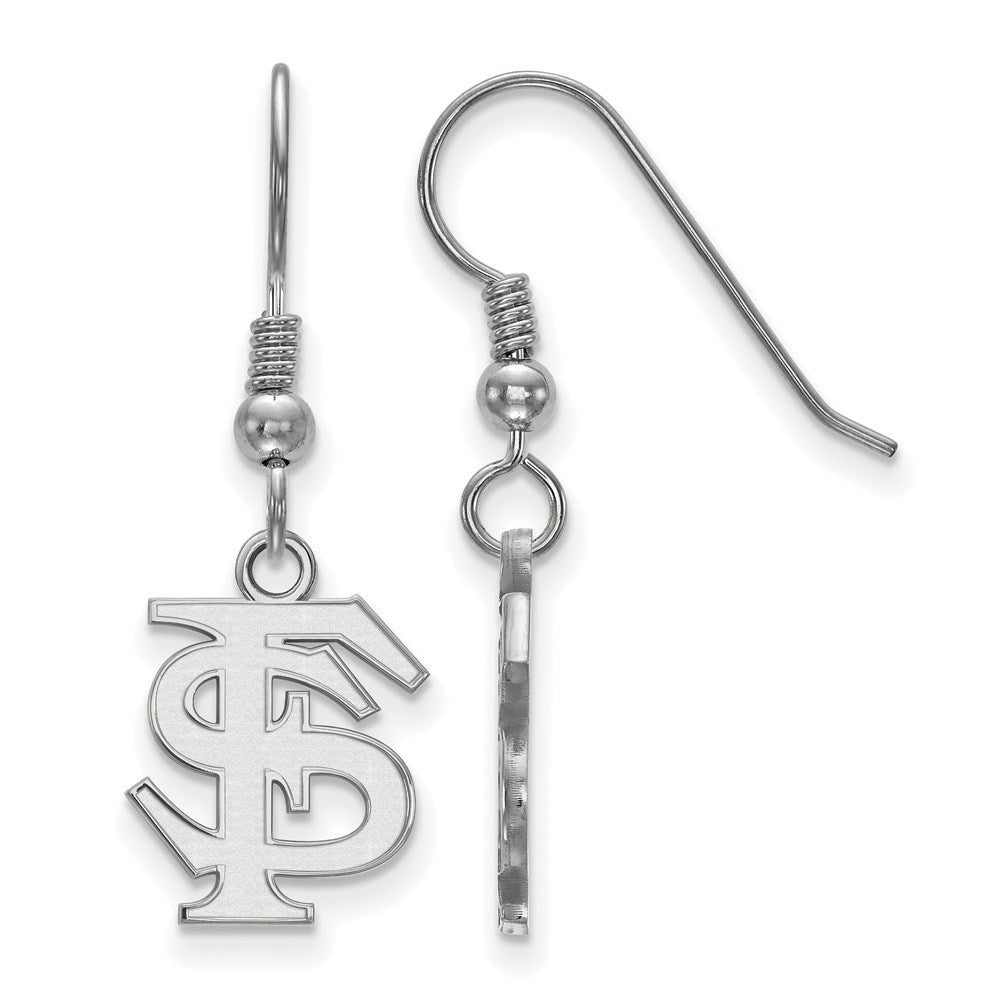 Sterling Silver Rhodium-plated LogoArt Florida State University F-S Small Dangle Wire Earrings