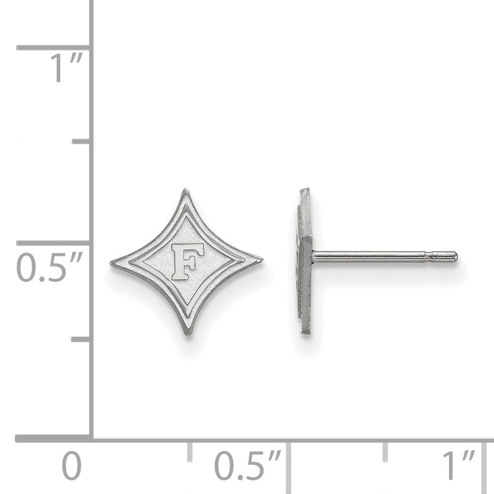 Sterling Silver Rhodium-plated LogoArt Furman University Extra Small Post Earrings