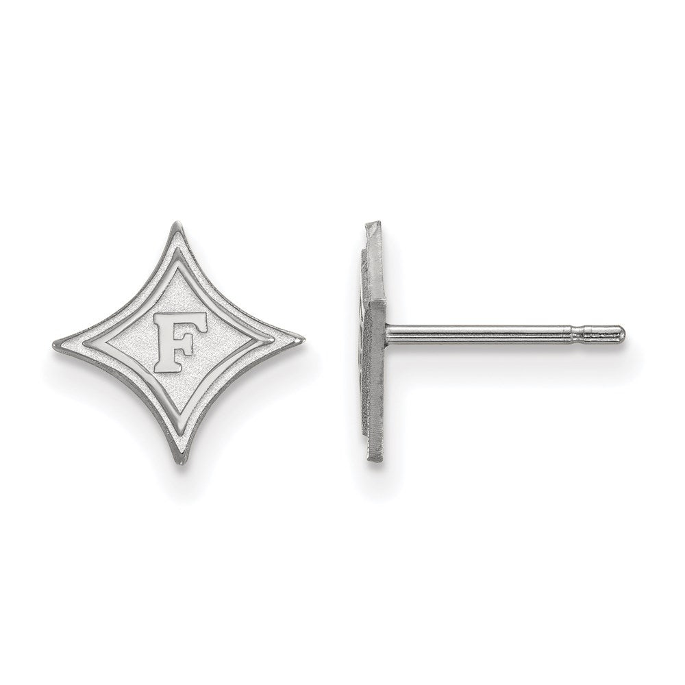 Sterling Silver Rhodium-plated LogoArt Furman University Extra Small Post Earrings