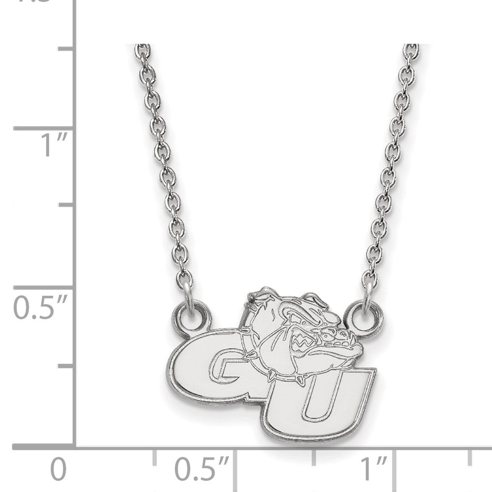 14k White Gold LogoArt Gonzaga University G-U Bulldog Small Pendant 18 inch Necklace