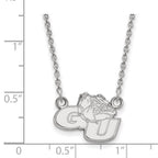 Sterling Silver Rhodium-plated LogoArt Gonzaga University G-U Bulldog Small Pendant 18 inch Necklace