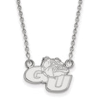 Sterling Silver Rhodium-plated LogoArt Gonzaga University G-U Bulldog Small Pendant 18 inch Necklace