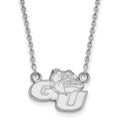 10k White Gold LogoArt Gonzaga University G-U Bulldog Small Pendant 18 inch Necklace