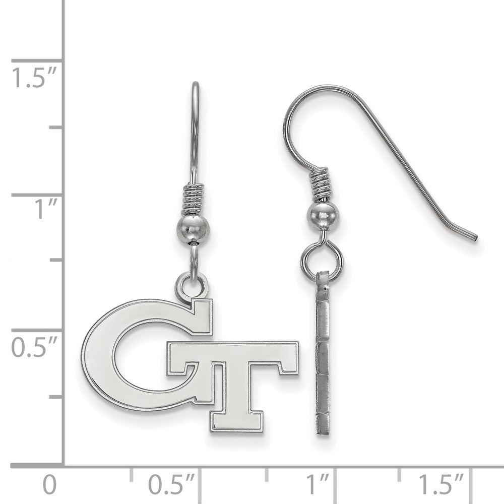 Sterling Silver Rhodium-plated LogoArt Georgia Institute of Technology G-T Small Dangle Wire Earrings