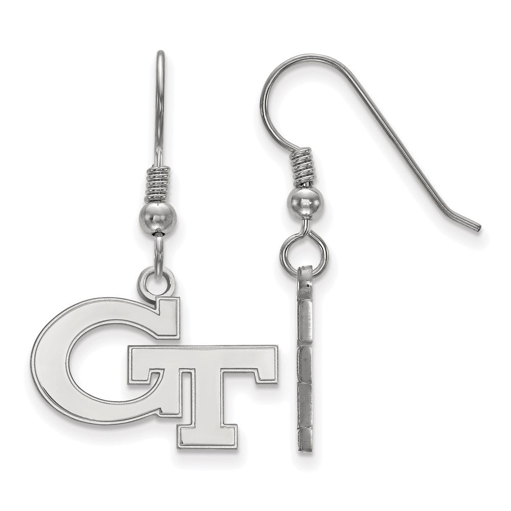 Sterling Silver Rhodium-plated LogoArt Georgia Institute of Technology G-T Small Dangle Wire Earrings