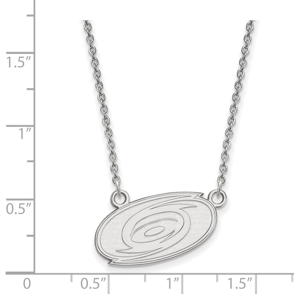 14k White Gold NHL LogoArt Carolina Hurricanes Small Pendant 18 inch Necklace