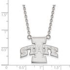 Sterling Silver Rhodium-plated LogoArt Iowa State University Large Pendant 18 inch Necklace