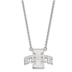 Sterling Silver Rhodium-plated LogoArt Iowa State University Large Pendant 18 inch Necklace