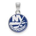 Sterling Silver Rhodium-plated NHL LogoArt New York Islanders Small Enameled Pendant