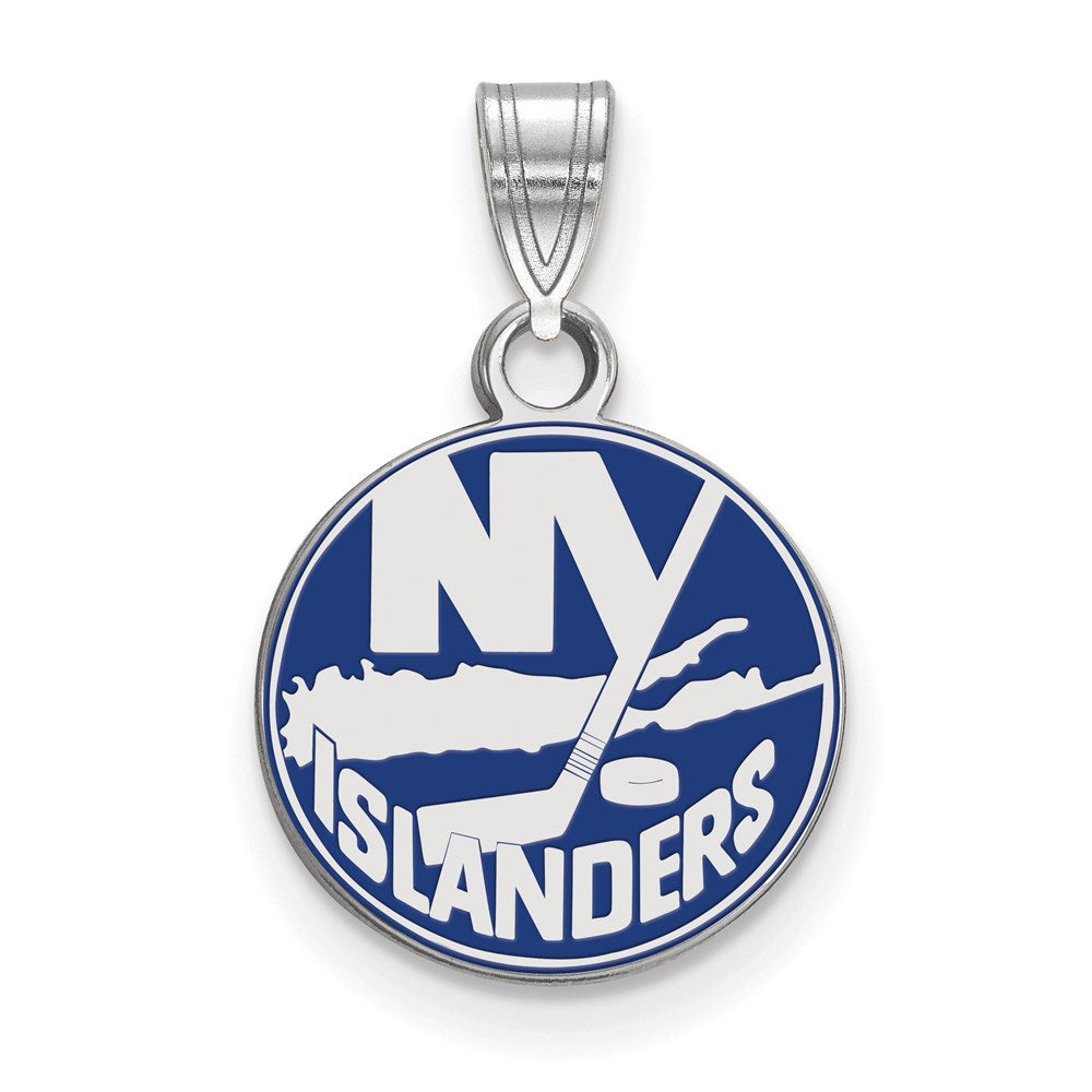 Sterling Silver Rhodium-plated NHL LogoArt New York Islanders Small Enameled Pendant