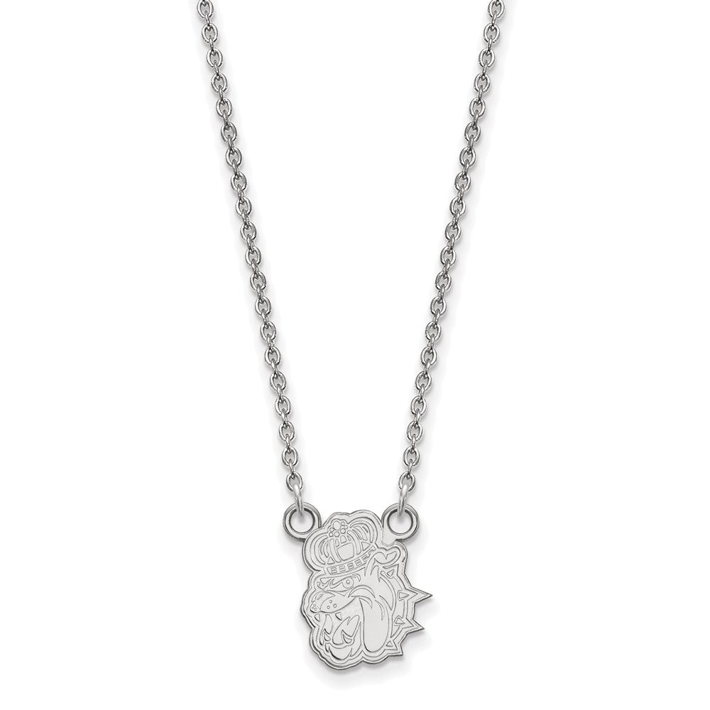 Sterling Silver Rhodium-plated LogoArt James Madison University Duke Dog Small Pendant 18 inch Necklace