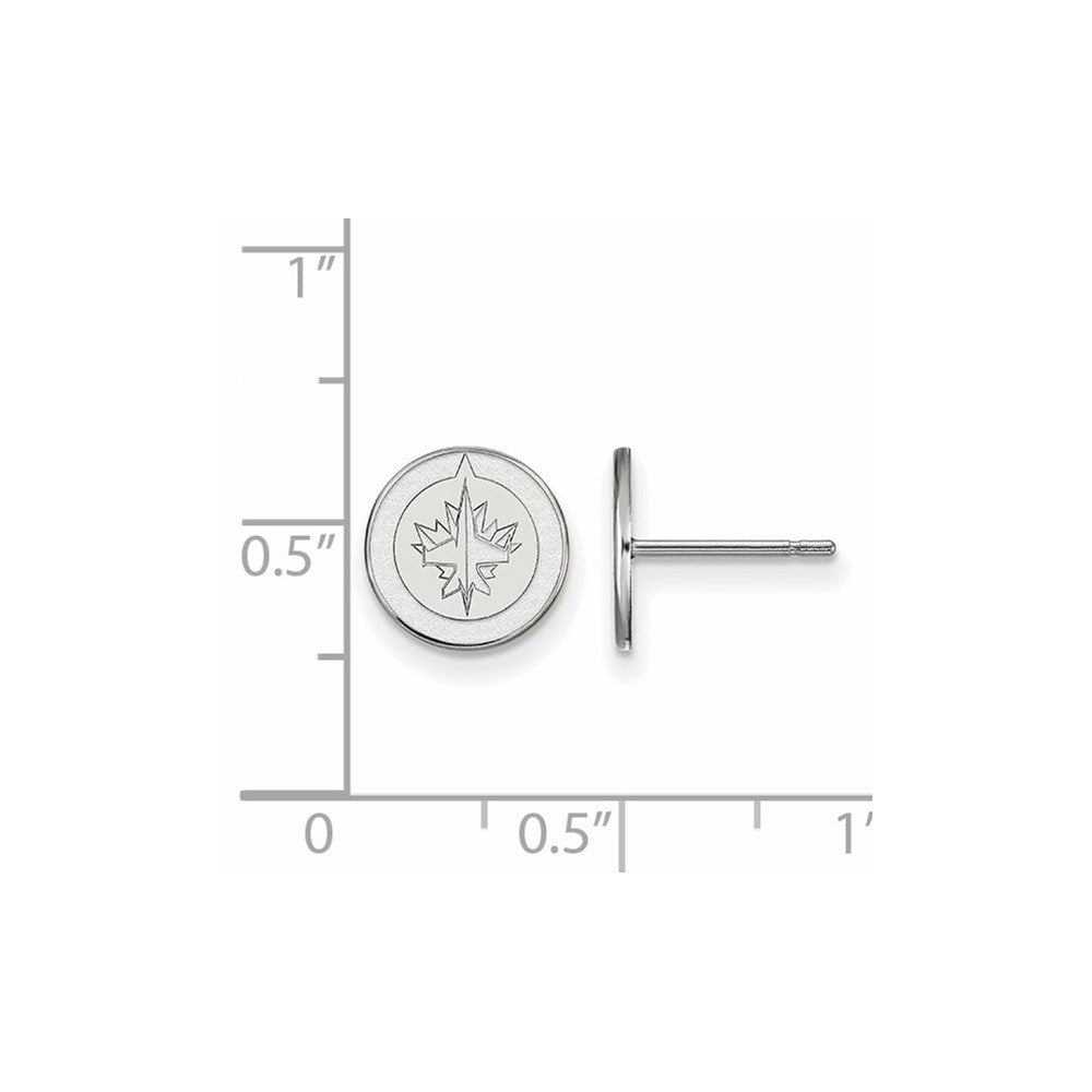 Sterling Silver Rhodium-plated NHL LogoArt Winnipeg Jets Extra Small Post Earrings