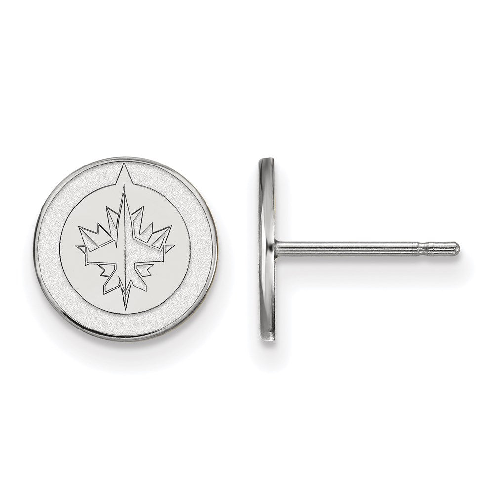 Sterling Silver Rhodium-plated NHL LogoArt Winnipeg Jets Extra Small Post Earrings