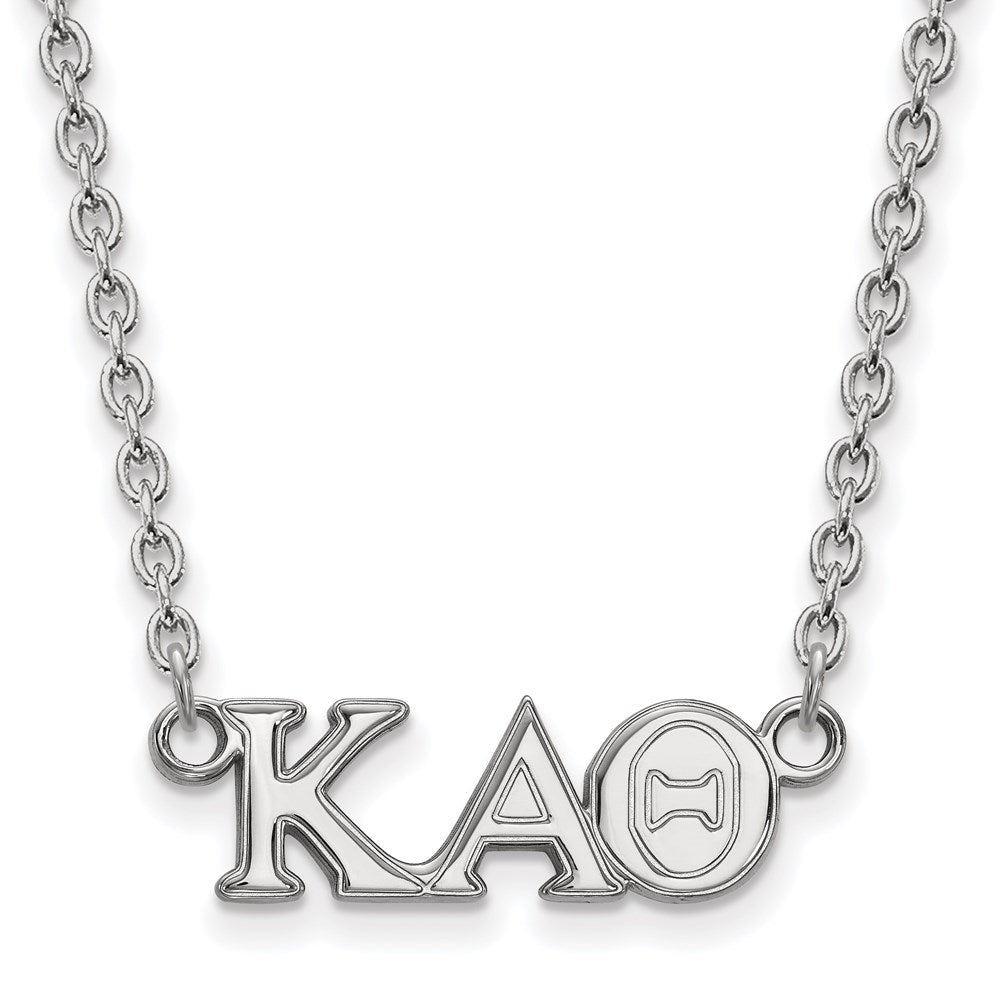 Sterling Silver Rhodium-plated LogoArt Kappa Alpha Theta Sorority Greek Letters Medium Pendant 18 inch Necklace