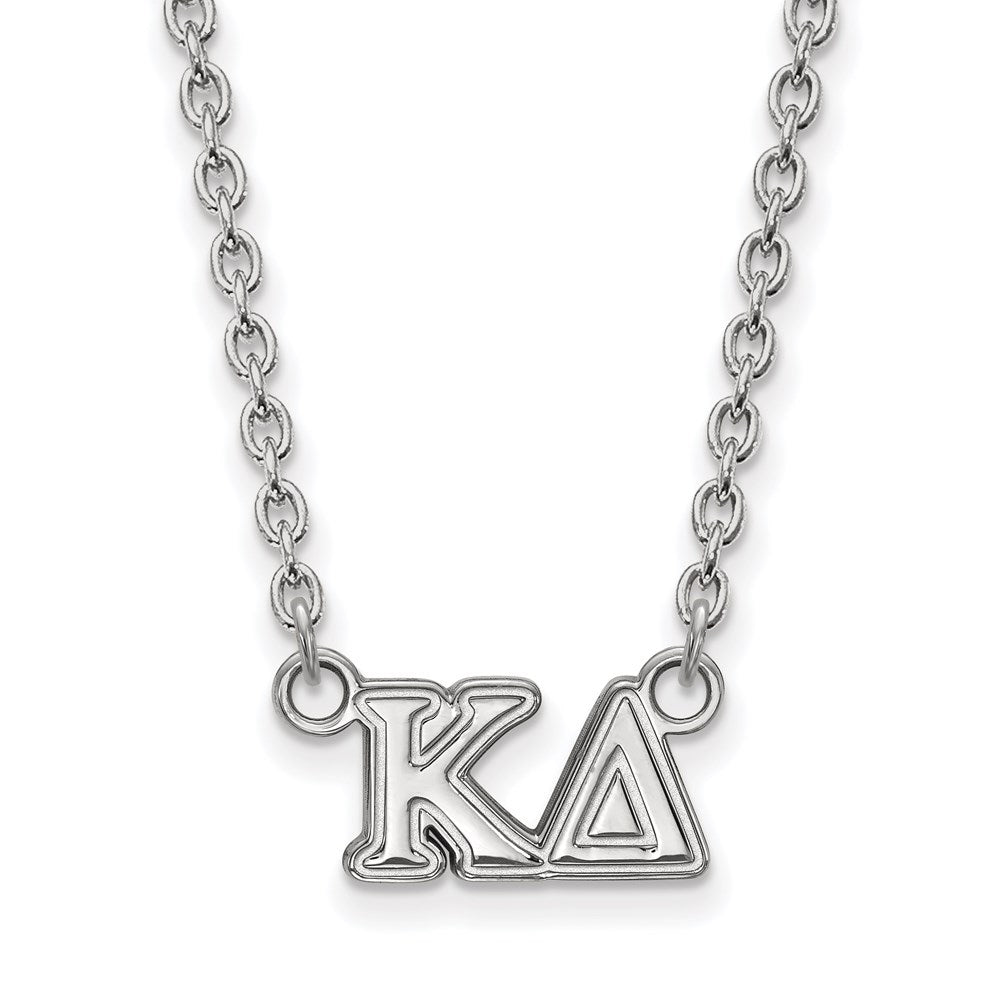 Sterling Silver Rhodium-plated LogoArt Kappa Delta Sorority Greek Letters Medium Pendant 18 inch Necklace