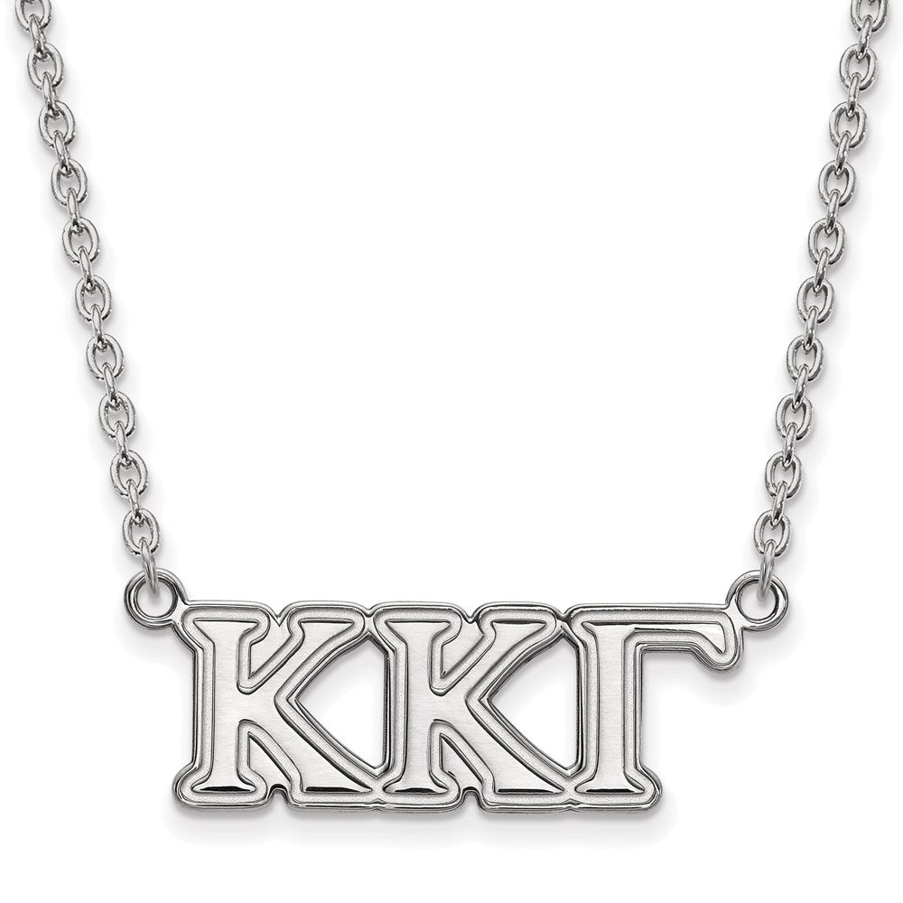Sterling Silver Rhodium-plated LogoArt Kappa Kappa Gamma Sorority Greek Letters Medium Pendant 18 inch Necklace