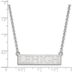 Sterling Silver Rhodium-plated LogoArt Lehigh University Large Bar Pendant 18 inch Necklace