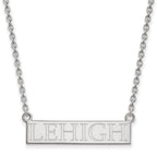 Sterling Silver Rhodium-plated LogoArt Lehigh University Large Bar Pendant 18 inch Necklace
