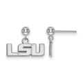 Sterling Silver Rhodium-plated LogoArt Louisiana State University L-S-U Dangle Ball Post Earrings