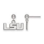 Sterling Silver Rhodium-plated LogoArt Louisiana State University L-S-U Dangle Ball Post Earrings