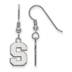 Sterling Silver Rhodium-plated LogoArt Michigan State University Letter S Small Dangle Wire Earrings