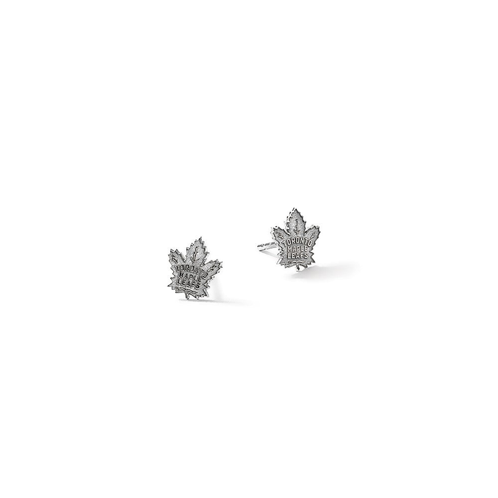 Sterling Silver Rhodium-plated NHL LogoArt Toronto Maple Leafs Extra Small Post Earrings