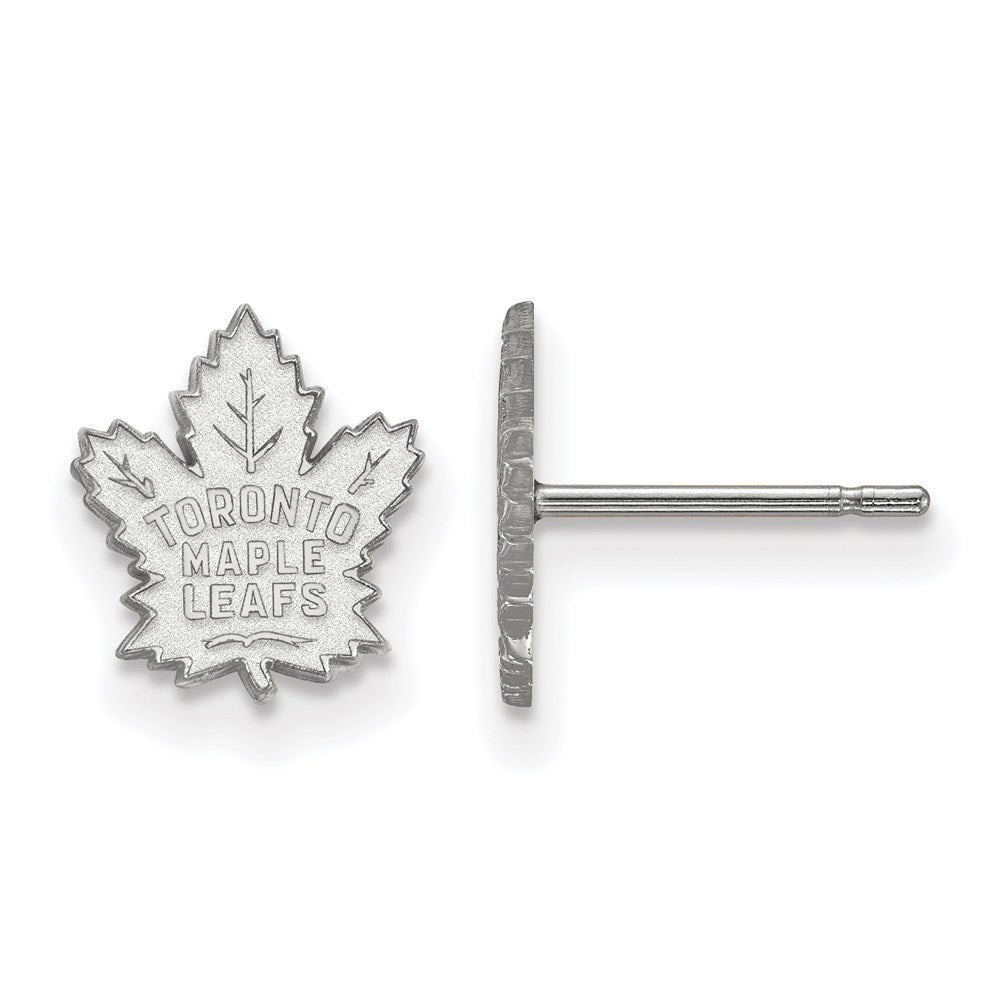 Sterling Silver Rhodium-plated NHL LogoArt Toronto Maple Leafs Extra Small Post Earrings