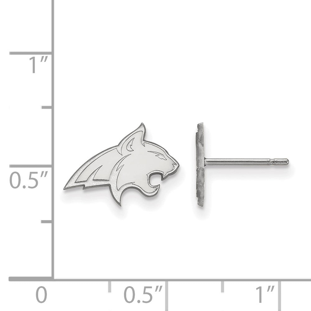 Sterling Silver Rhodium-plated LogoArt Montana State University Bobcat Extra Small Post Earrings