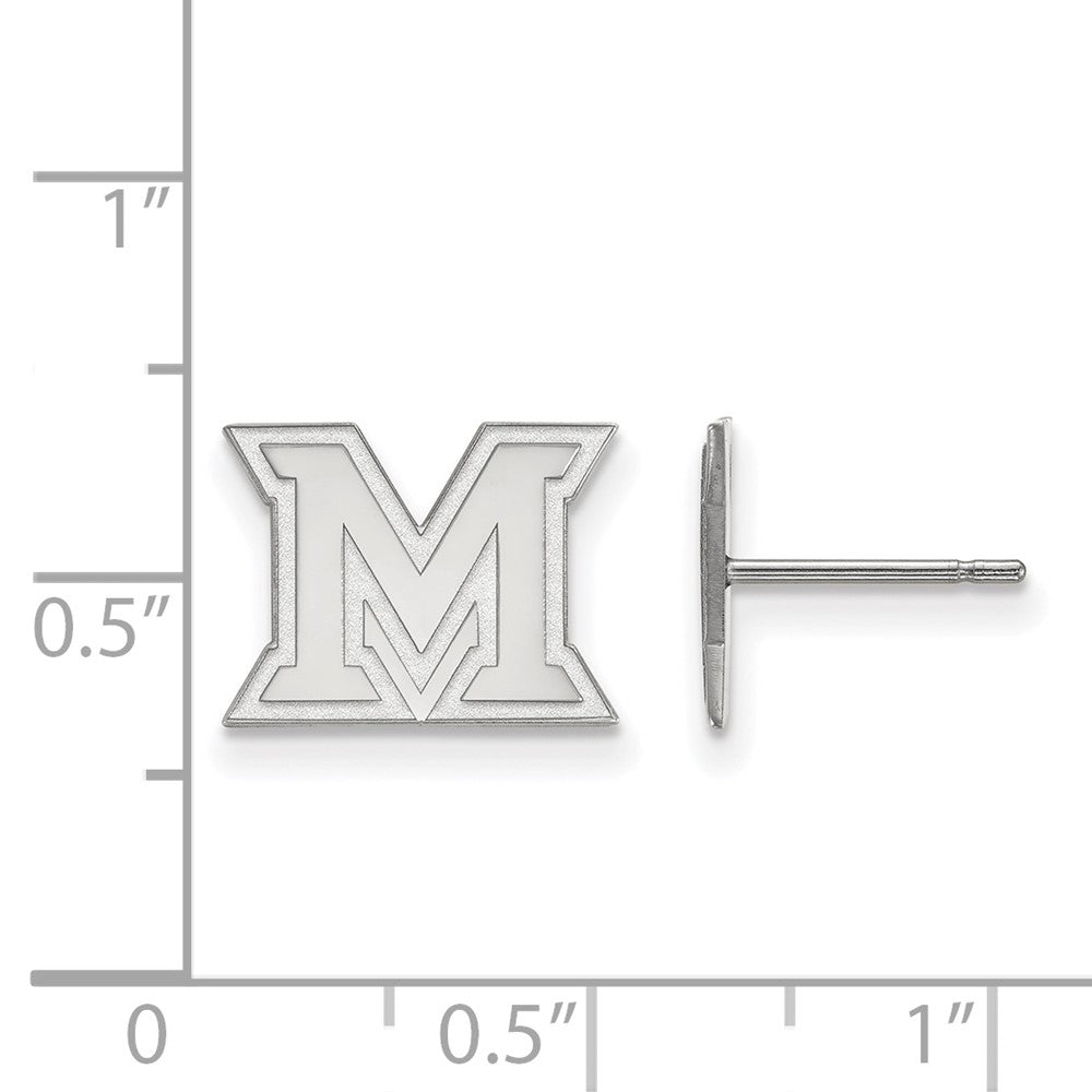 Sterling Silver Rhodium-plated LogoArt Miami University Ohio Letter M Extra Small Post Earrings
