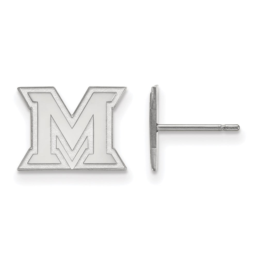 10k White Gold LogoArt Miami University Ohio Letter M Extra Small Post Earrings