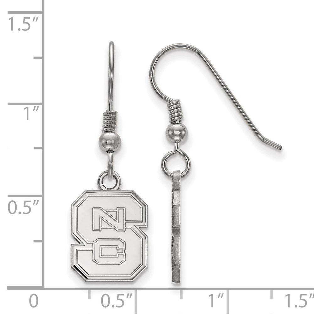 Sterling Silver Rhodium-plated LogoArt North Carolina State University N-C-S Small Dangle Wire Earrings