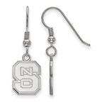 Sterling Silver Rhodium-plated LogoArt North Carolina State University N-C-S Small Dangle Wire Earrings