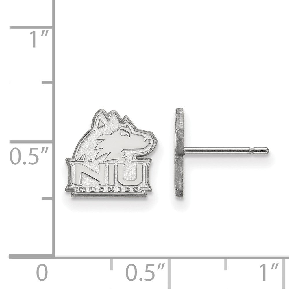 10k White Gold LogoArt Northern Illinois University N-I-U Huskies Extra Small Post Earrings