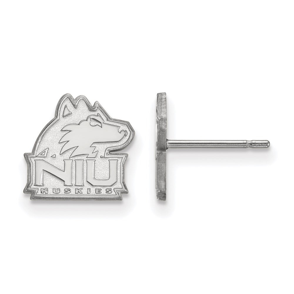 14k White Gold LogoArt Northern Illinois University N-I-U Huskies Extra Small Post Earrings