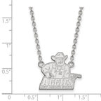 Sterling Silver Rhodium-plated LogoArt New Mexico State University Aggies Large Pendant 18 inch Necklace