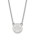 14k White Gold NHL LogoArt Edmonton Oilers Small Pendant 18 inch Necklace