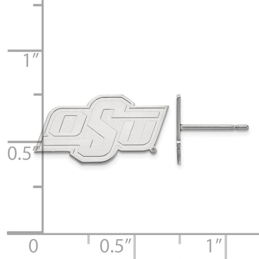 Sterling Silver Rhodium-plated LogoArt Oklahoma State University O-S-U Extra Small Post Earrings