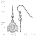 Sterling Silver Rhodium-plated LogoArt The Ohio State University Small Dangle Wire Earrings