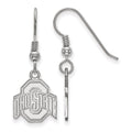 Sterling Silver Rhodium-plated LogoArt The Ohio State University Small Dangle Wire Earrings