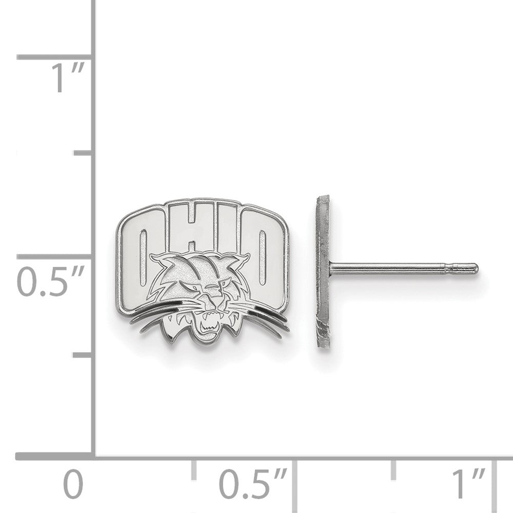 Sterling Silver Rhodium-plated LogoArt Ohio University Extra Small Post Earrings