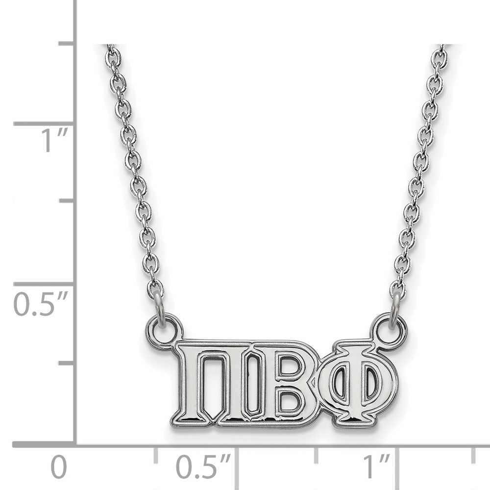 Sterling Silver Rhodium-plated LogoArt Pi Beta Phi Sorority Greek Letters Medium Pendant 18 inch Necklace