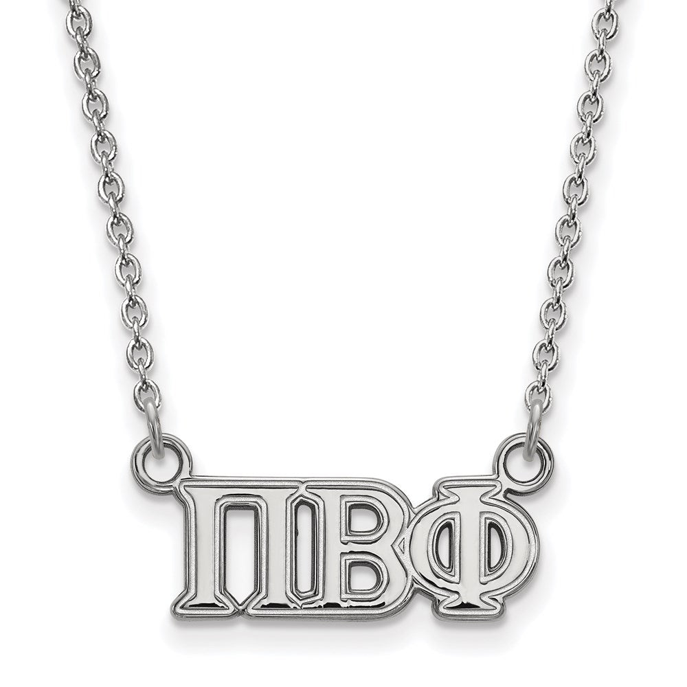 Sterling Silver Rhodium-plated LogoArt Pi Beta Phi Sorority Greek Letters Medium Pendant 18 inch Necklace