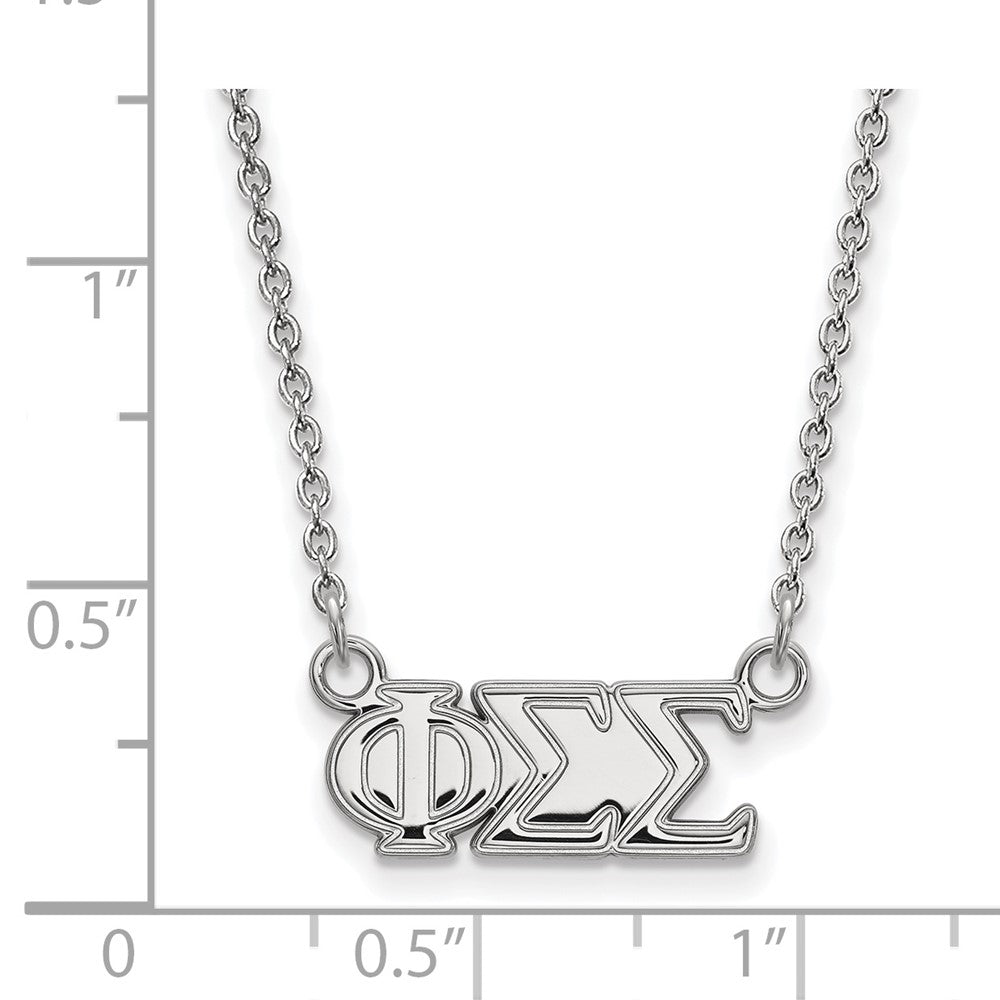 Sterling Silver Rhodium-plated LogoArt Phi Sigma Sigma Sorority Greek Letters Medium Pendant 18 inch Necklace
