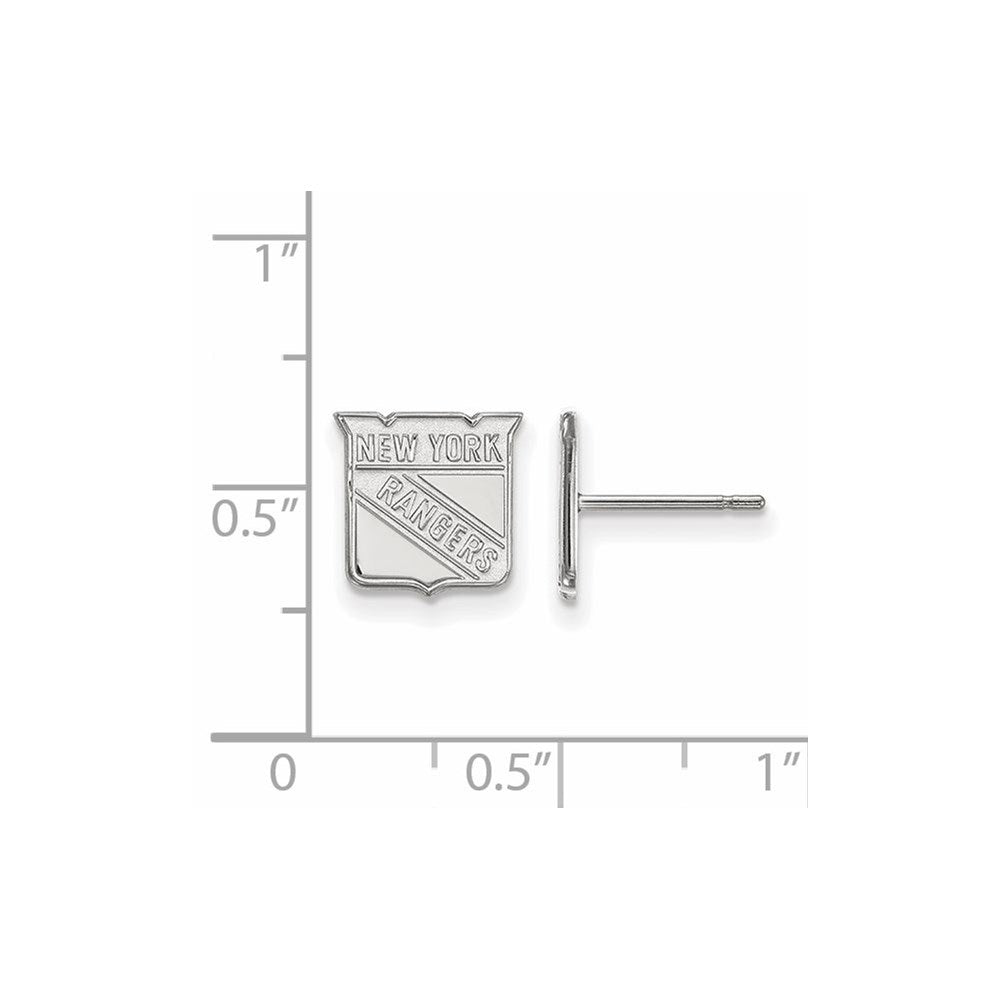 10k White Gold NHL LogoArt New York Rangers Extra Small Post Earrings